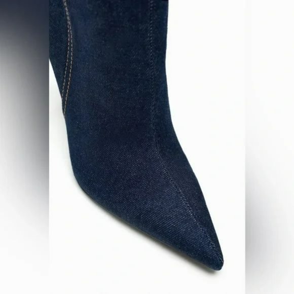 ZARA HEELED DENIM KNEE HIGH BOOTS NWT - Picture 6 of 11